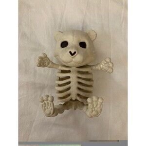 Crazy Bonez Skeleton Teddy Bear Halloween Decor Rotating Head Prop Used 5"